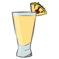 Ilustración de vector de bebida de coctel blanco de piña aislada