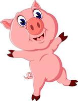 Cute pig cartoon posing vector