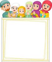 the happy family is giving the greeting of ied mubarak on the top of blank poster vector