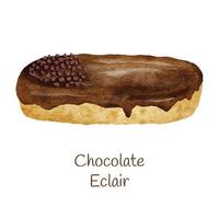 ejemplo dulce de la torta de chocolate del postre de la acuarela vector