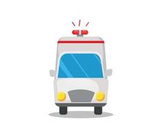 An ambulance van. Front view. Cartoon vector illustration.