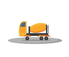 Concrete mixer truck. Vector cartoon illustration. Construction equipment.