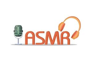 logotipo de asmr para pantalla de presentación. respuesta sensorial autónoma meridional. auriculares y micrófono como símbolo del disfrute del sonido vector