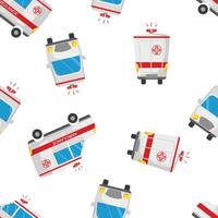 Seamless pattern with ambulance. Vector. vector