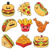 Cartoon fast food characters isolated vector