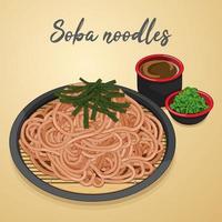 Japanese soba noodles recipe illustration vector