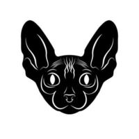 Sphinx cat. Logo with cat on white background. black silhouette. Logotype. Vector illustration