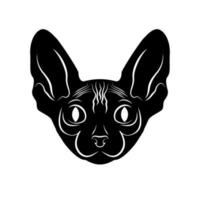 gato esfinge. logo con gato sobre fondo blanco. silueta negra. logotipo ilustración vectorial vector