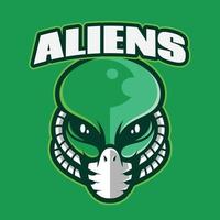 cabeza de logotipo ilustración alienígena verde vector