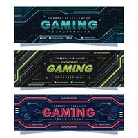 conjunto de banners de juegos de transmisión vector