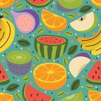 Tropical Fruits Doodle Seamless Pattern Background