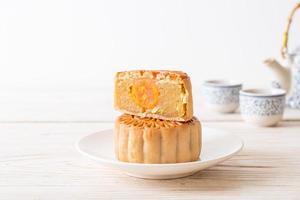 Chinese moon cake durian and egg yolk flavour photo