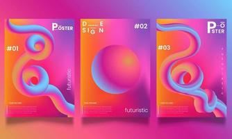Set of vector abstract trendy, futuristic gradient illustrations, backgrounds for the cover of magazines about dreams, future, design , music poster.