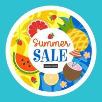 Summer sale. Bright colorful summer vector illustration, advertising poster.