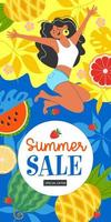 Summer sale. Bright colorful summer vector illustration, advertising poster.