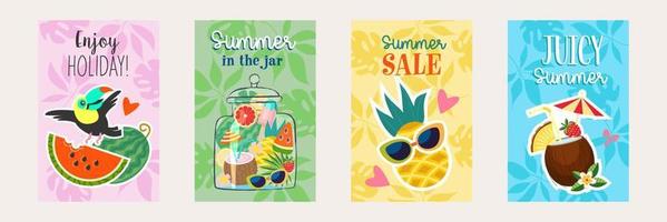 A set of summer bright, colorful, vector posters.