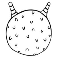 pelota de fitness con soportes. icono de vector de bola de ejercicio simple aislado sobre fondo blanco. garabato, ilustración, mano, dibujado, negro, contorno, de, el, pelota
