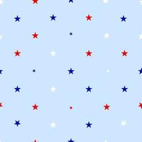 Seamless pattern with stars red, blue, white color. Patriotic background. Vector backdrop. Wrapping paper for Independence day, 4th of july, wallpaper, fabric textile. Also for children clothes.