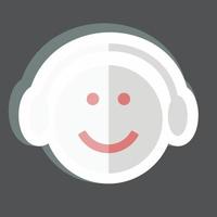 pegatina emoticono reproductor de música adecuado para el símbolo de emoticono. vector