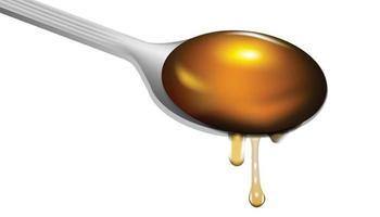 Honey dripping from spoon on white background vector