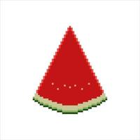 Pixel art with watermelon. Vector illustration on a white background.