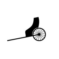 Hand pulled rickshaw vector icon on white background.