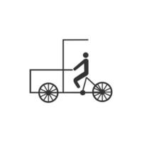 becak, icono de vector de transporte de carrito de rickshaw.
