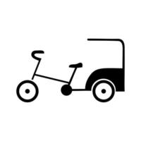 becak, icono de vector de transporte de carro de rickshaw de ciclo