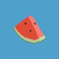 Pixel art with watermelon. Vector illustration on a white background.