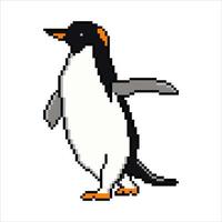 Penguin with pixel art. Vector illustration.