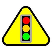 icono de semáforo con signo de triángulo amarillo. aislado sobre fondo blanco. vector