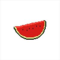 Pixel art with watermelon. Vector illustration on a white background.