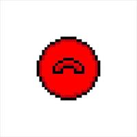 Pixel art with call rejected icon. Vector illustration.