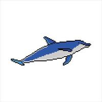 Dolphin with pixel art. Vector illustration.