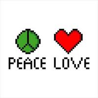 Peace love symbol in pixel art. Vector illustration.