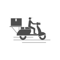 Delivery with man riding motorcycle icon . Isolated on white background. Vector illustration