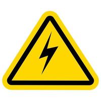 Thunderbolt danger high voltage signs.  Triangle yellow warning sign. Vector illustration.