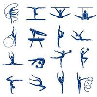 Gymnastics sport people icons vector