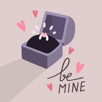 Engagement ring card vector