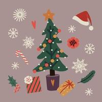 Christmas tree set vector