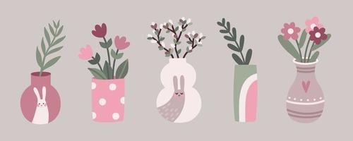 Vases and flower pots vector
