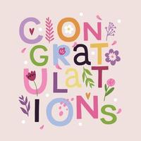 Congratulation lettering poster vector