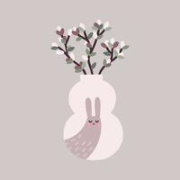 Easter bunny vase with spring branches vector