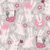 Bunny spring pattern vector