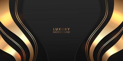 elegant luxury dark black abstract background template with golden color accent vector