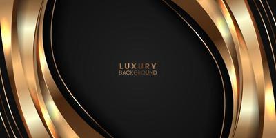 curve smooth golden color with black background for luxury elegant background for award winning vector