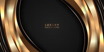 curve smooth golden color with black background for luxury elegant background for award winning vector