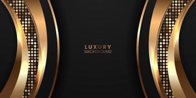 Elegant Luxury dark black background with golden shiny accent decoration vector