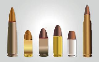 conjunto de conceptos básicos de munición tipos de balas comunes ilustración vectorial