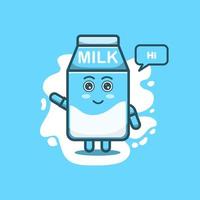 lindo personaje de leche vector